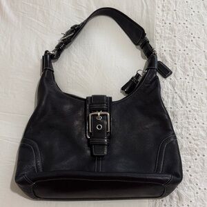 Vintage Coach Black Leather Hobo Bag